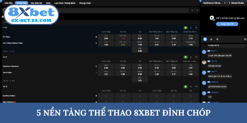 5 nền tảng thể thao 8XBET đỉnh chóp