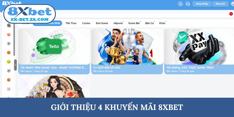 Giới thiệu 4 khuyến mãi 8XBET