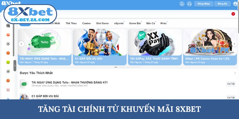 Tăng tài chính từ khuyến mãi 8XBET