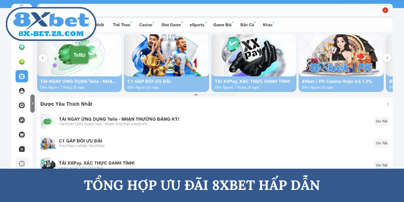 Tổng hợp ưu đãi 8XBET hấp dẫn